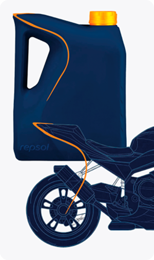 Bidón de lubricante y moto