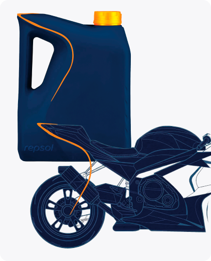 Bidón de lubricante y moto